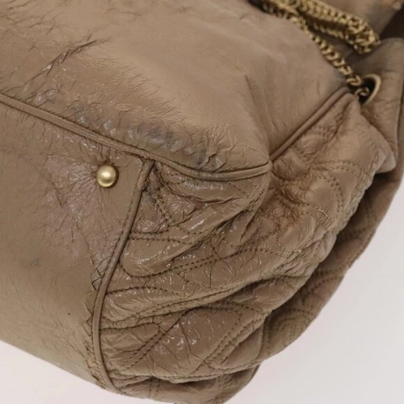 CHANEL Chain Shoulder Bag Vinyl Coated Leather Beige Gold CC - Picture 8 of 15